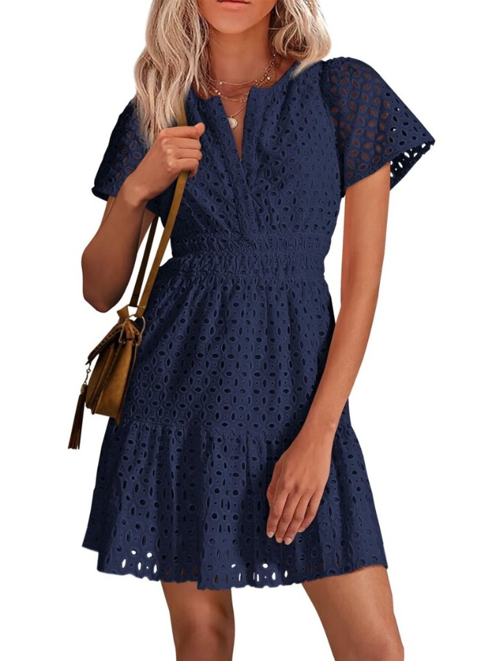 Women's Summer Eyelet Lace Short Dresses